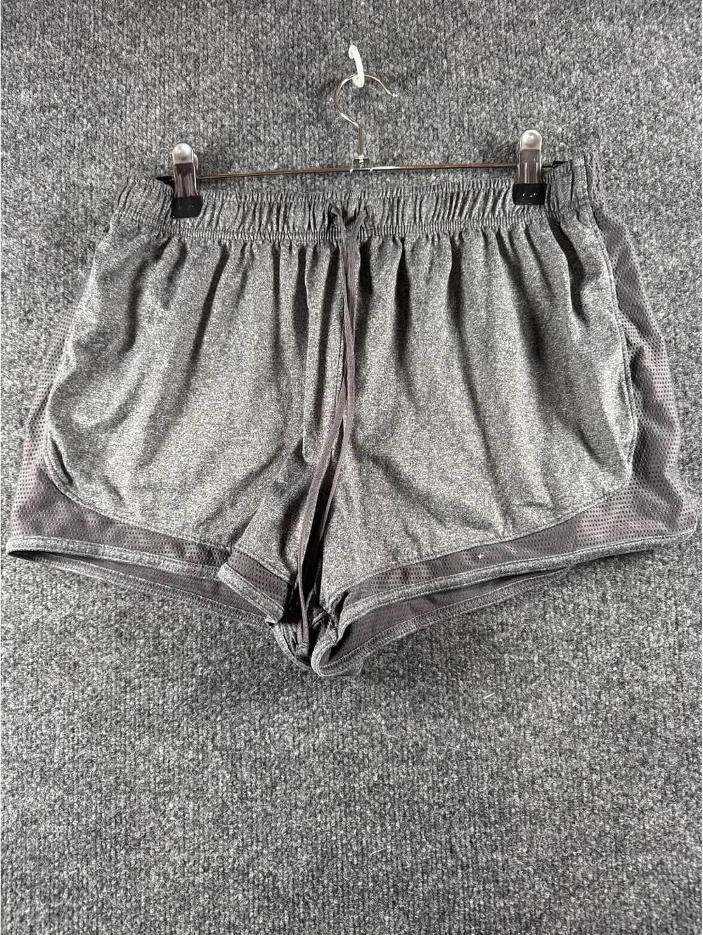 SO Womens Large Gray Athletic Running Shorts Stretch Mesh Workout Activewear